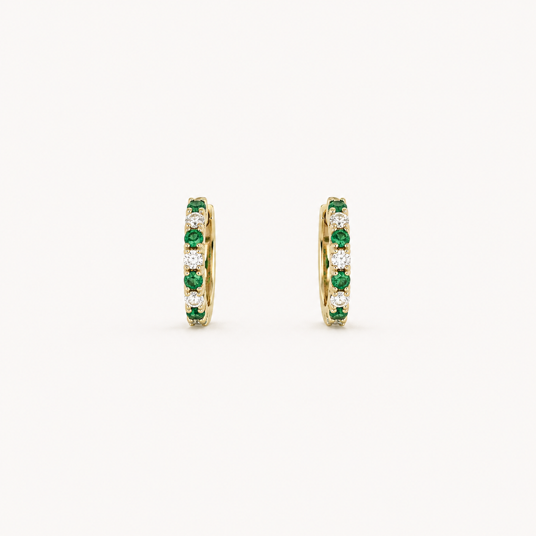 Verdant Halo Diamond Huggie Hoops