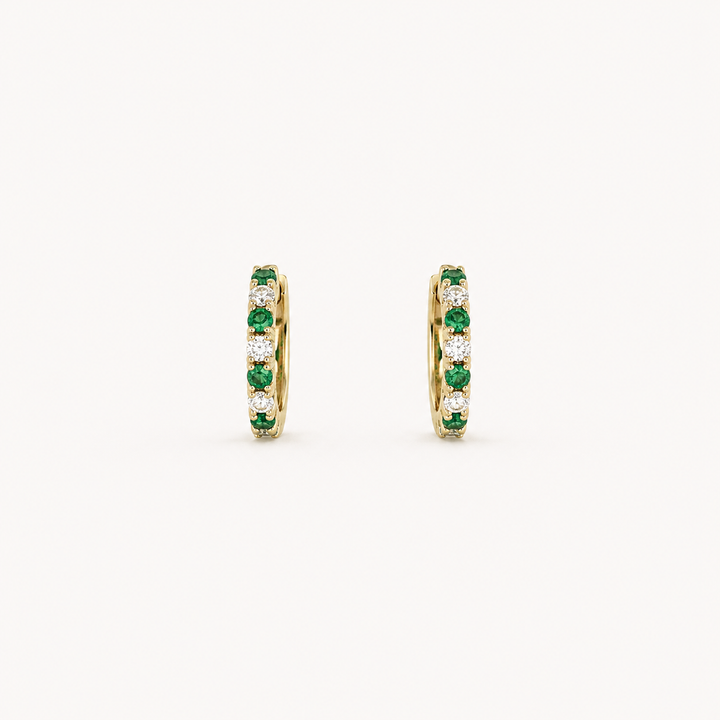 Verdant Halo Diamond Huggie Hoops