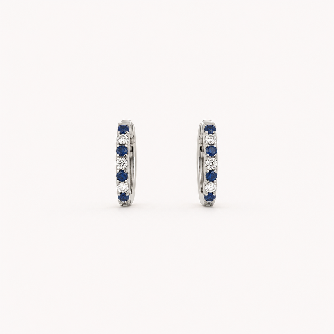 Midnight Riviera Sapphire &amp; Diamond Huggie Hoops