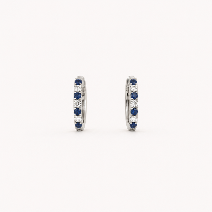 Midnight Riviera Sapphire &amp; Diamond Huggie Hoops