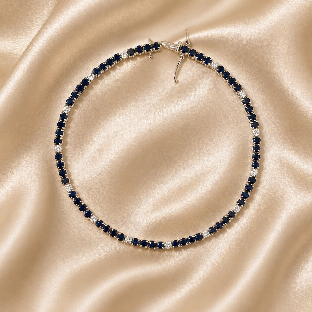 Celeste Sapphire &amp; Diamond Tennis Bracelet