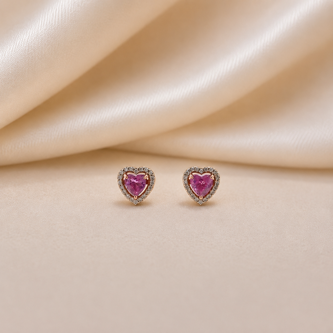 Amora Halo Heart Studs