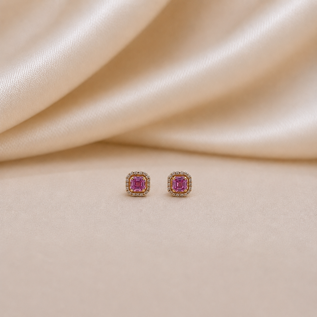 Rosette Halo Cushion Studs