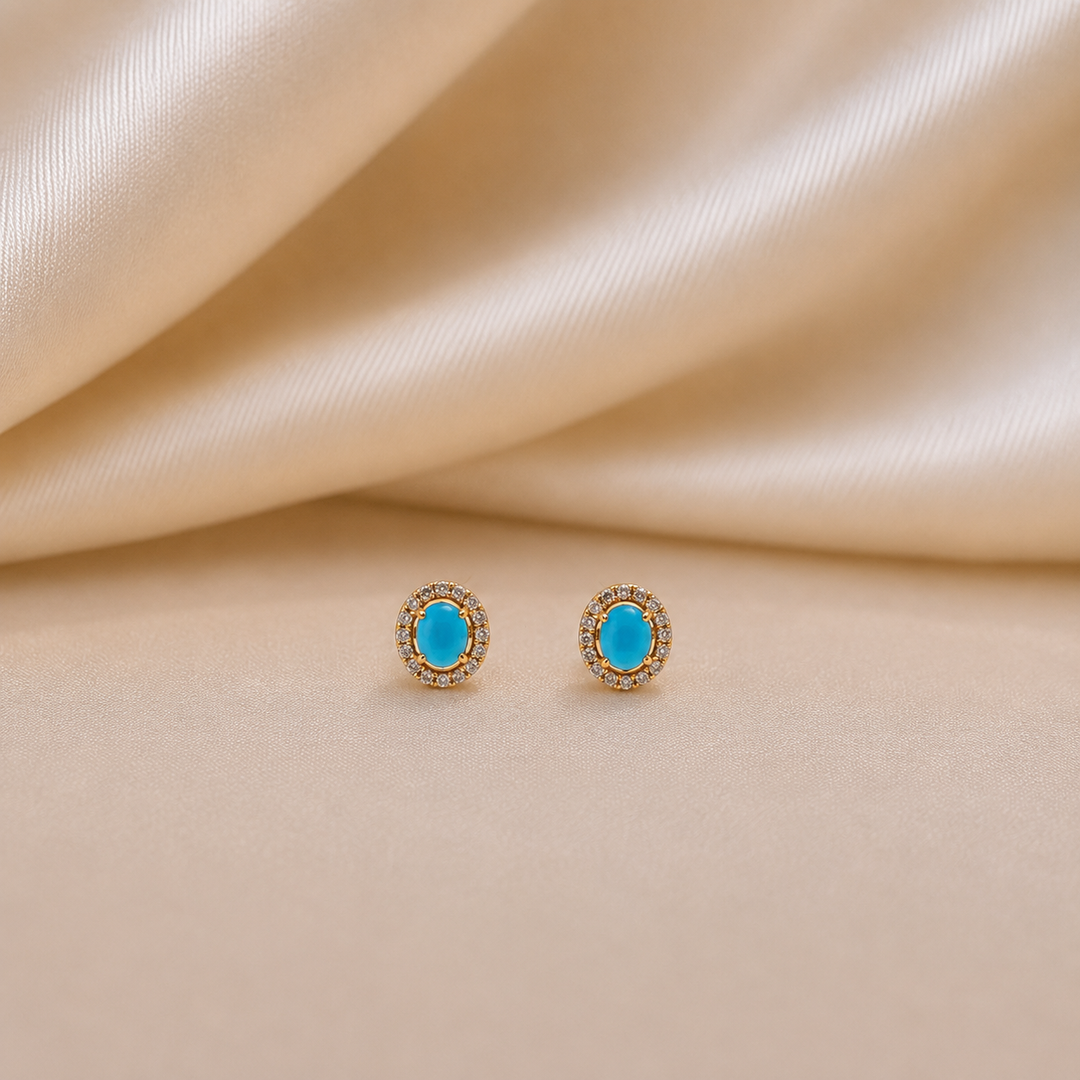 Laguna Halo Oval Stud Earrings