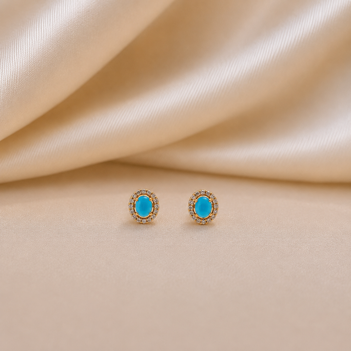 Laguna Halo Oval Stud Earrings