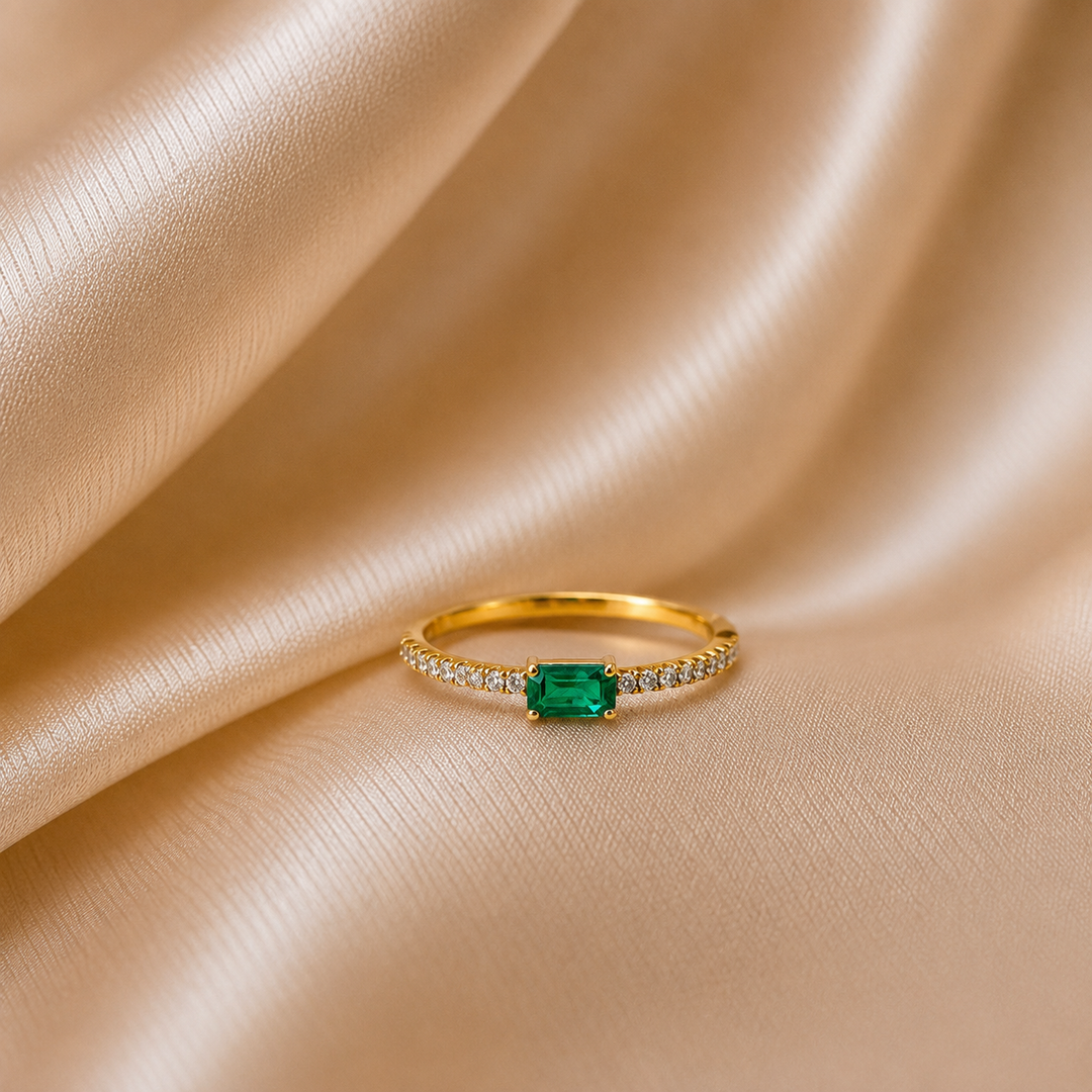 Emerald Line Pavé Ring