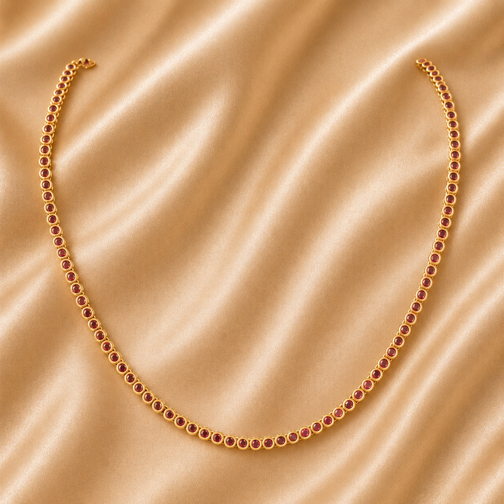 Adorala Ruby Halo Tennis Necklace