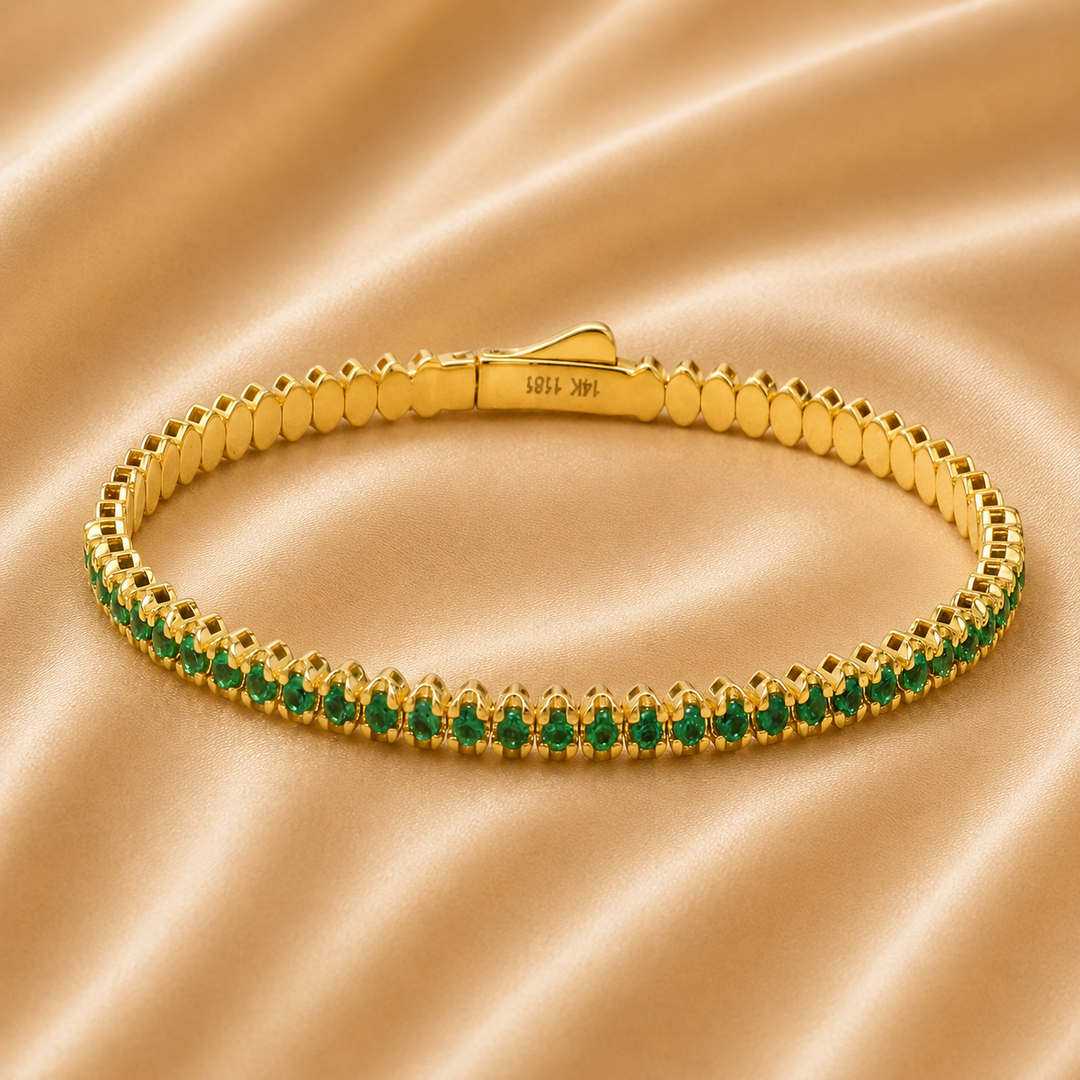 Adorala Émeraude Lumière Tennis Bracelet