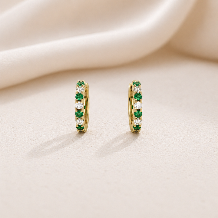 Verdant Halo Diamond Huggie Hoops