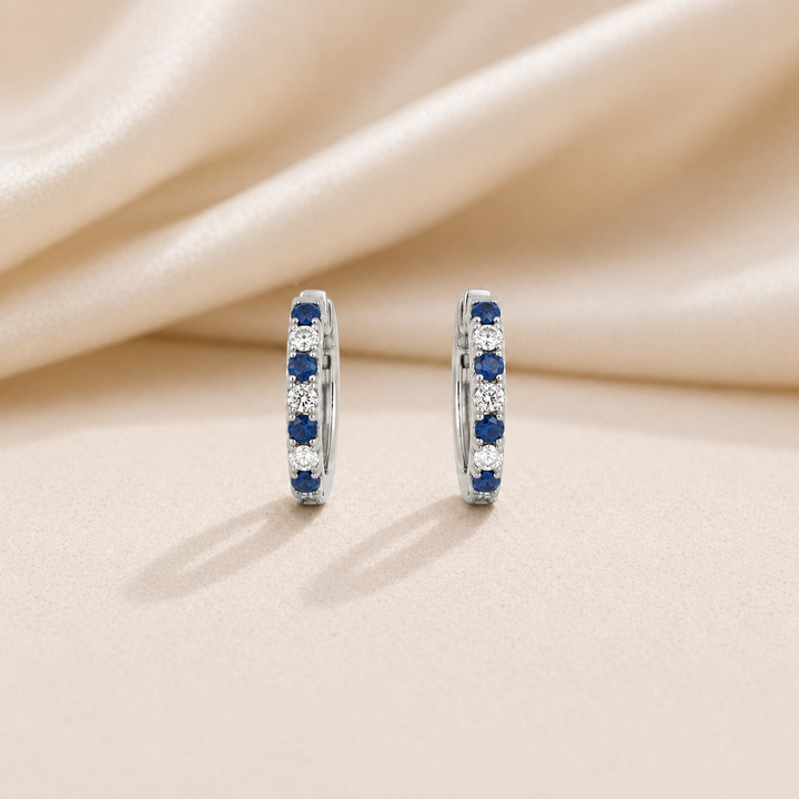 Midnight Riviera Sapphire &amp; Diamond Huggie Hoops