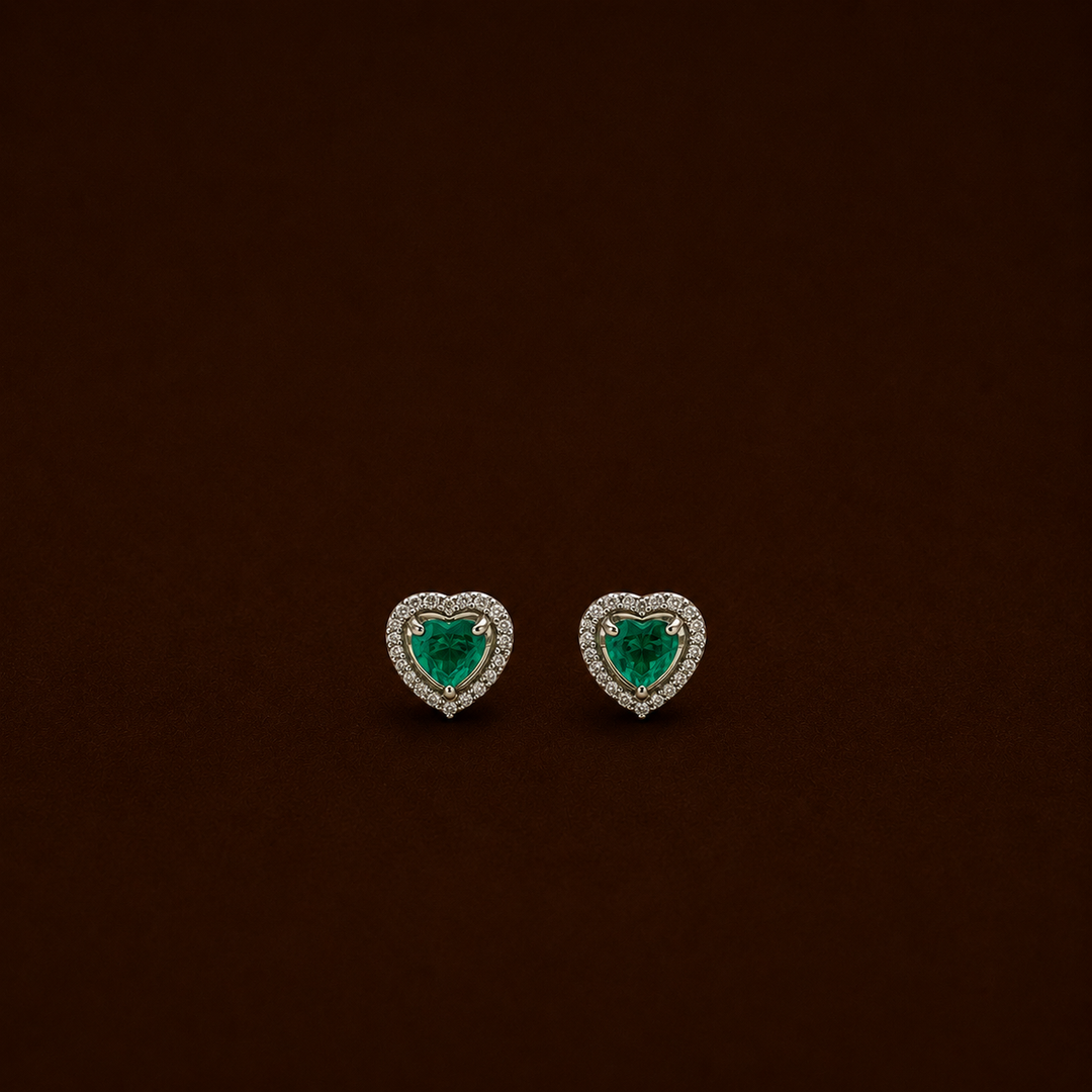 Verdant Heart Halo Stud Earrings