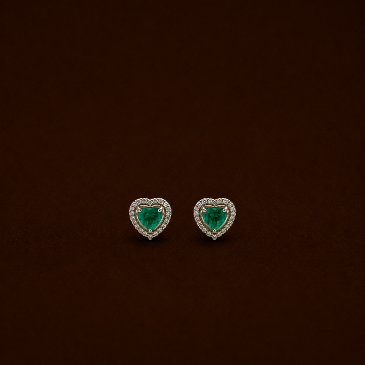 Verdant Heart Halo Stud Earrings