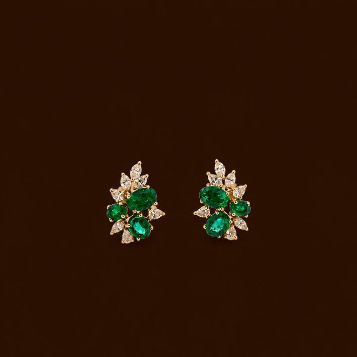 Emerald Halo Cluster Earrings