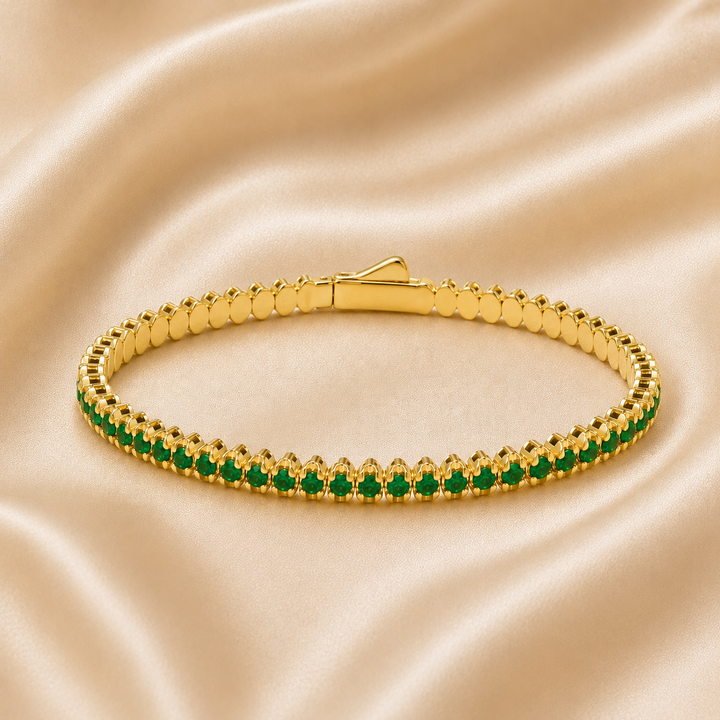 Adorala Émeraude Lumière Tennis Bracelet